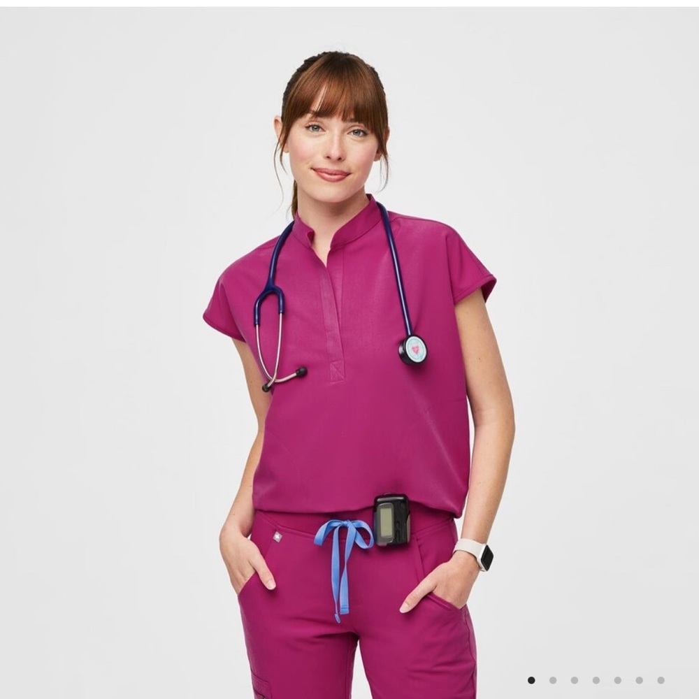 Figs Rafaela™ Oversized Scrub Top - Raspberry Sorbet